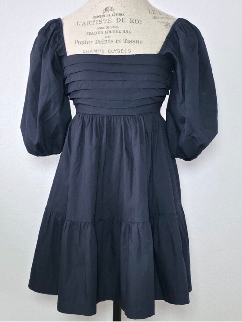 Abercrombie & Fitch Women's Black Emerson Poplin Puff Sleeve Mini Dress Sz XSP - Picture 2 of 5